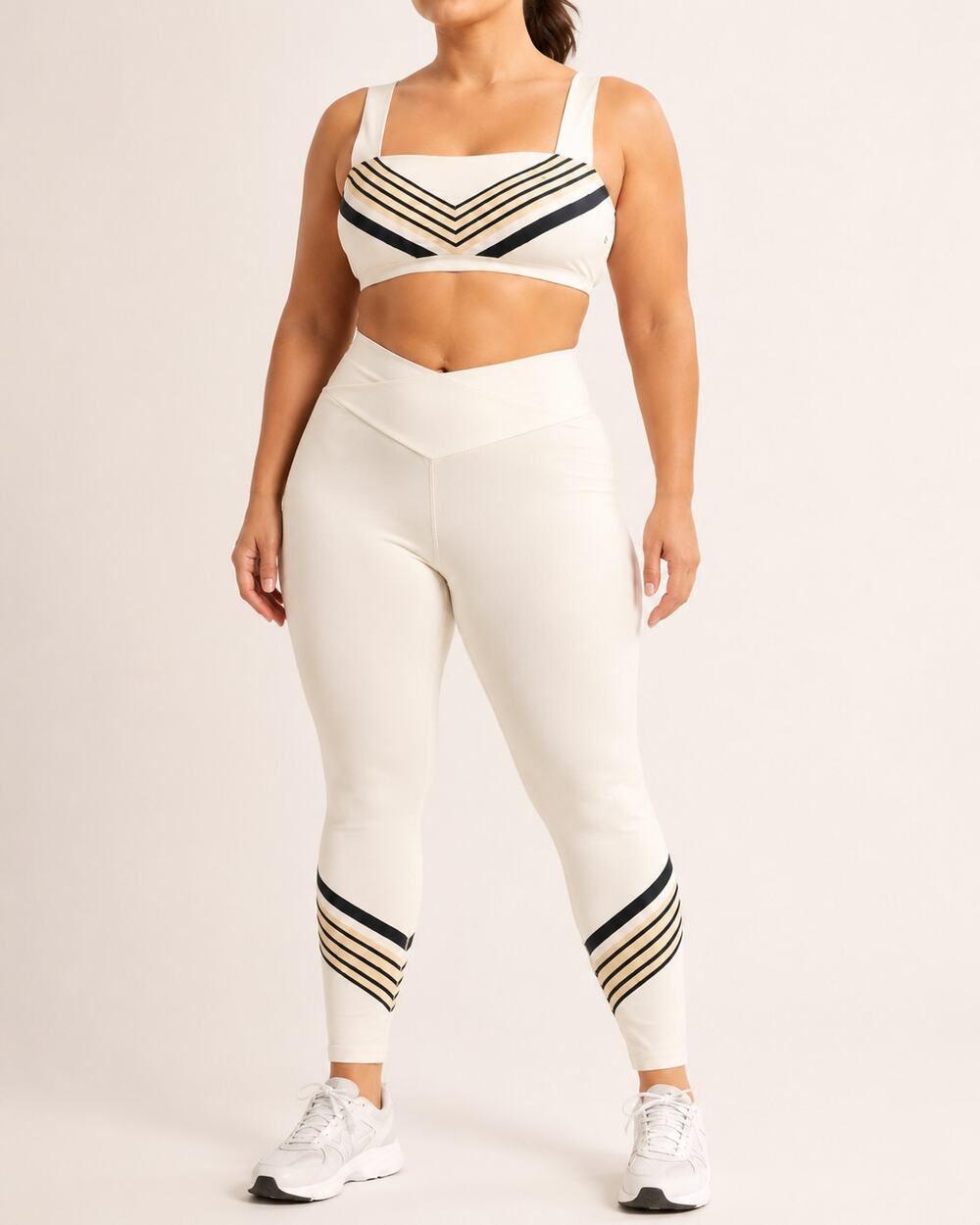 NWT WeWoreWhat Banana Stripes Activewear Set Bra Top Leggings Size L